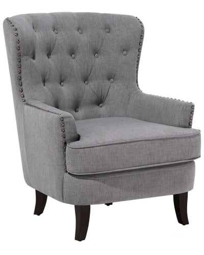Fauteuil style Chesterfield en tissu gris clair