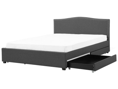 Lit double en tissu gris 180x200