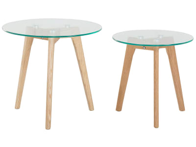 Lot de 2 tables basses verre transparent