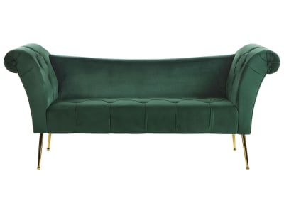 Chaise longue velours vert foncé