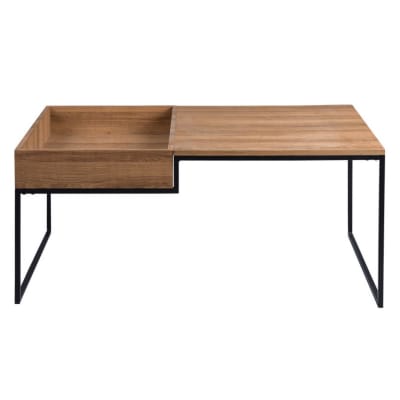 Table basse effet bois et métal noir 105 cm bois