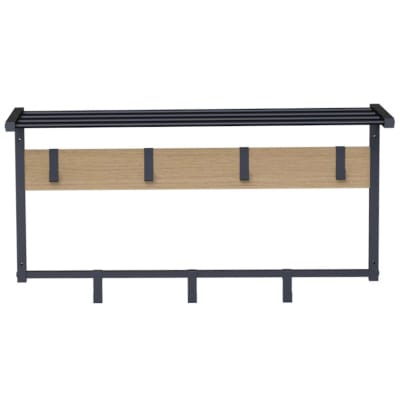 Porte-manteaux mural en aggloméré et métal noir et beige