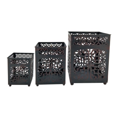 Lot de 3 bougeoirs marocains en métal noir