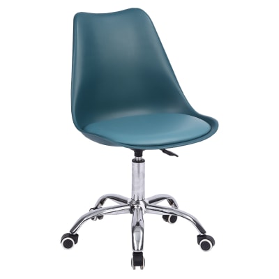 Chaise de bureau à roulettes et réglable en hauteur bleue