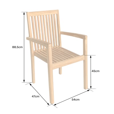 Lot de 4 chaises de jardin empilables en teck