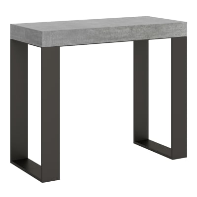 Console extensible 90x40/196 cm effet bois gris béton