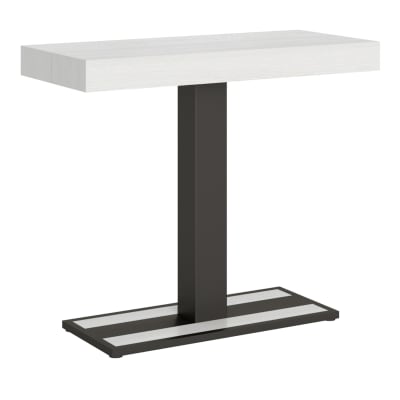 Console extensible effet bois frêne blanc 90x40/300 cm