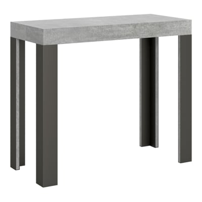 Console extensible effet béton gris 90x40/196 cm