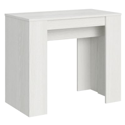 Console extensible 90x48/308 cm effet bois frêne blanc
