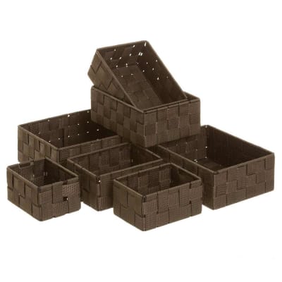 Set de 7 panières déco marron