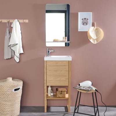 Meuble lave-mains  avec vasque blanche + miroir
