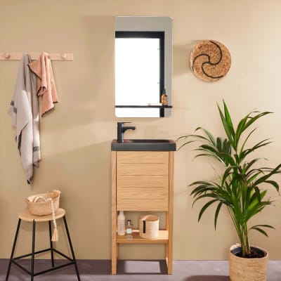 Meuble lave-mains  avec vasque noire + miroir