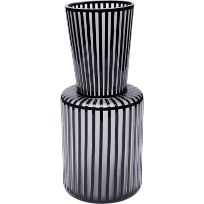 Vase en verre gris clair mat et noir brillant h41