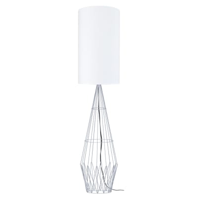Lampadaire   métal abat-jour tissu gris