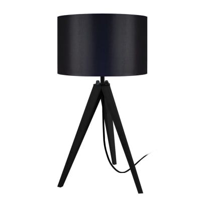 Lampe à poser bois noir abat-jour noir