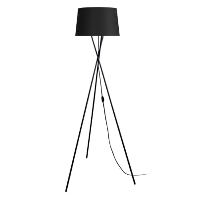 Lampadaire métal noir abat-jour noir