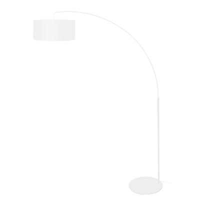 Lampadaire métal blanc abat-jour tissu  blanc