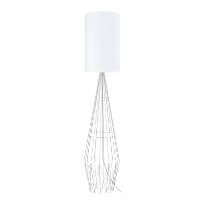 Lampadaire   métal abat-jour tissu  blanc