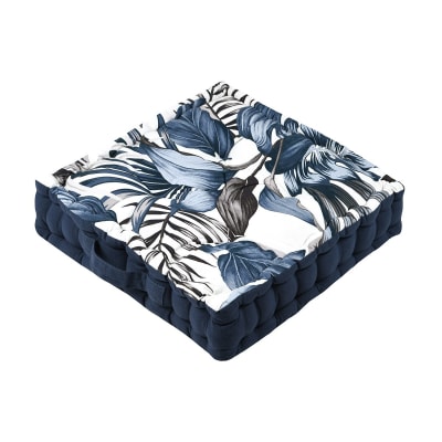 Coussin de sol bleu coton 45x45cm