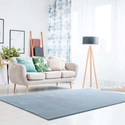 Tapis descente de lit lavable bleu antidérapant 60x120 cm