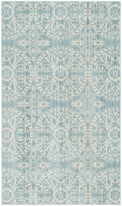Tapis artisanat inspiré en polyester vert/beige, 122 x 183 cm