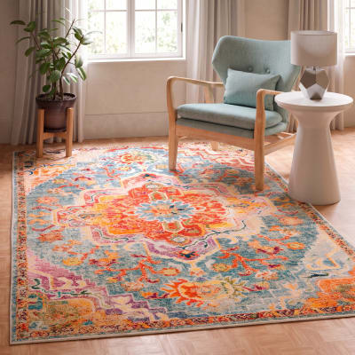Tapis de transition en polypropylène orange/bleu, 91 x 152 cm