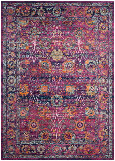 Tapis traditionnel en polypropylène rose/multicolore, 201 x 274 cm