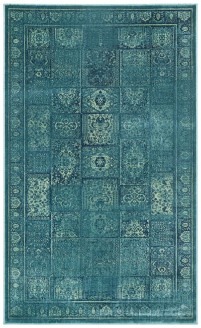Tapis traditionnel en viscose bleu/multicolore, 122 x 170 cm