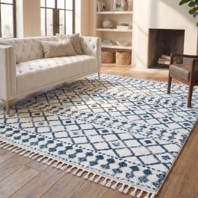 Tapis en polypropylène beige/bleu, 122 x 183 cm
