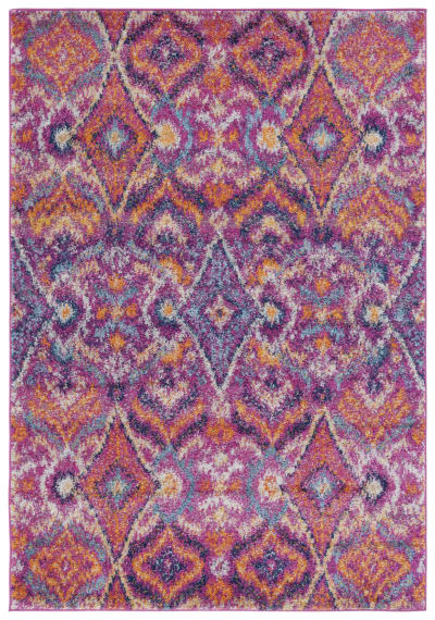 Tapis chic moderne en polypropylène rose/multicolore, 155 x 229 cm