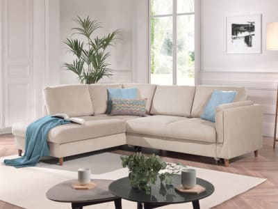 Canapé d'angle gauche   convertible   5 places  beige