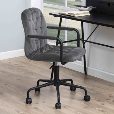 Fauteuil de bureau à roulettes en velours gris