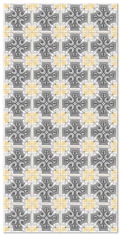 Tapis vinyle carreaux ciments salamanque jaune 100x140cm