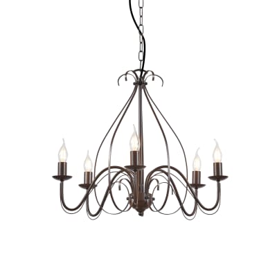 Lustre classique brun rouille 5 lumières