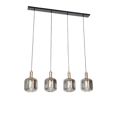 Suspension design noir or verre fumé 4 lumières