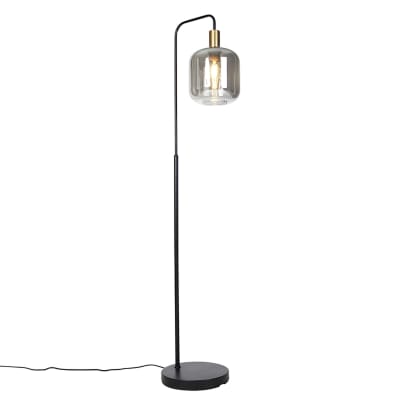 Lampadaire design noir verre doré fumé
