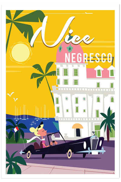 Affiche vacances à nice sans cadre 30x45 cm