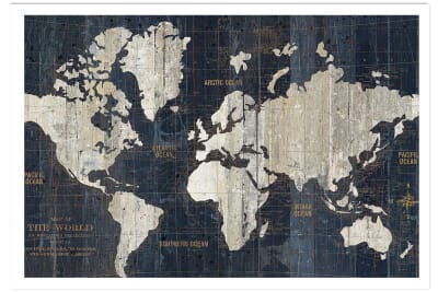 Affiche carte du monde voies navigables sans cadre 90x60 cm