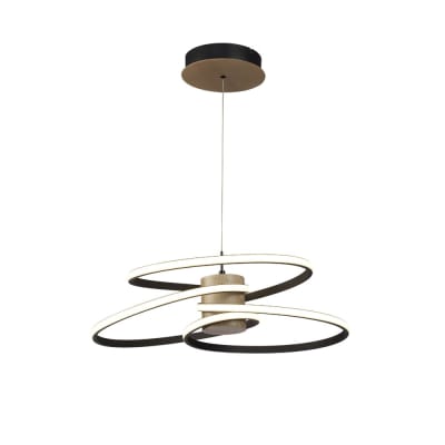 Suspension led moderne originale avec des parties en bois et spirale
