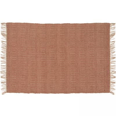 Tapis à franges en jute naturel tissé main terracotta 160 x 230 cm