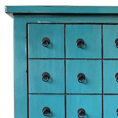 Armoire en bois bleu peinte à la main 102x42x120 cm