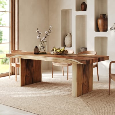 Table rectangulaire 8 personnes en bois de suar 220 cm
