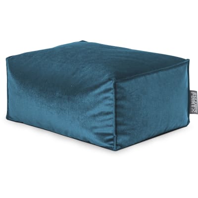 Repose-pied d'intérieur aspect velours pétrole 55x65x30cm