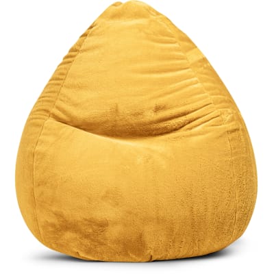 Pouf poire xxl d'intérieur fourrure douce moutarde 80x130cm