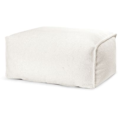 Pouf repose pied carré fourrure douce beige 55x65x30cm