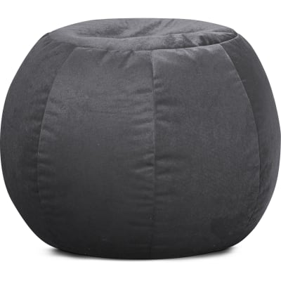 Pouf rond confort aspect velours anthracite 75x50cm