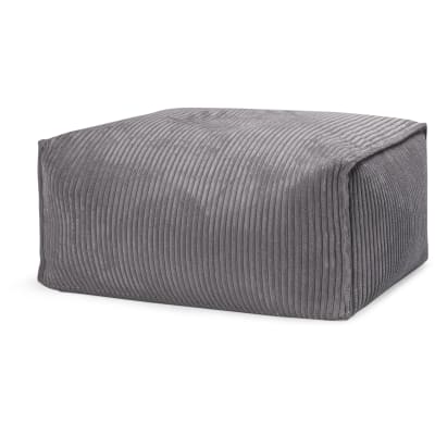 Pouf confort carré velours grosse cote gris anthracite 55x65x30cm