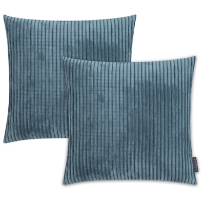 Housses de coussin velours côtelé bleu pétrole- lot de 2 - 45x45