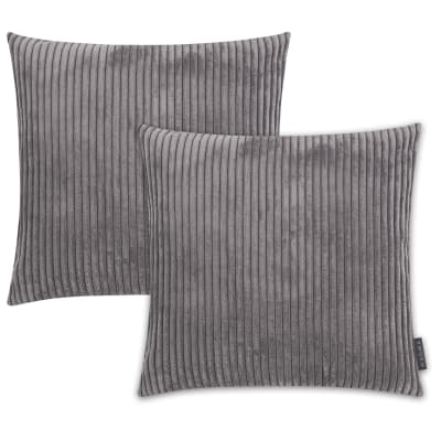 Housses de coussin velours côtelé anthracite - lot de 2 - 45x45