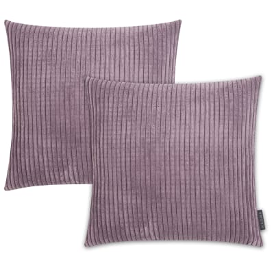 Housses de coussin velours côtelé mauve - lot de 2 - 45x45